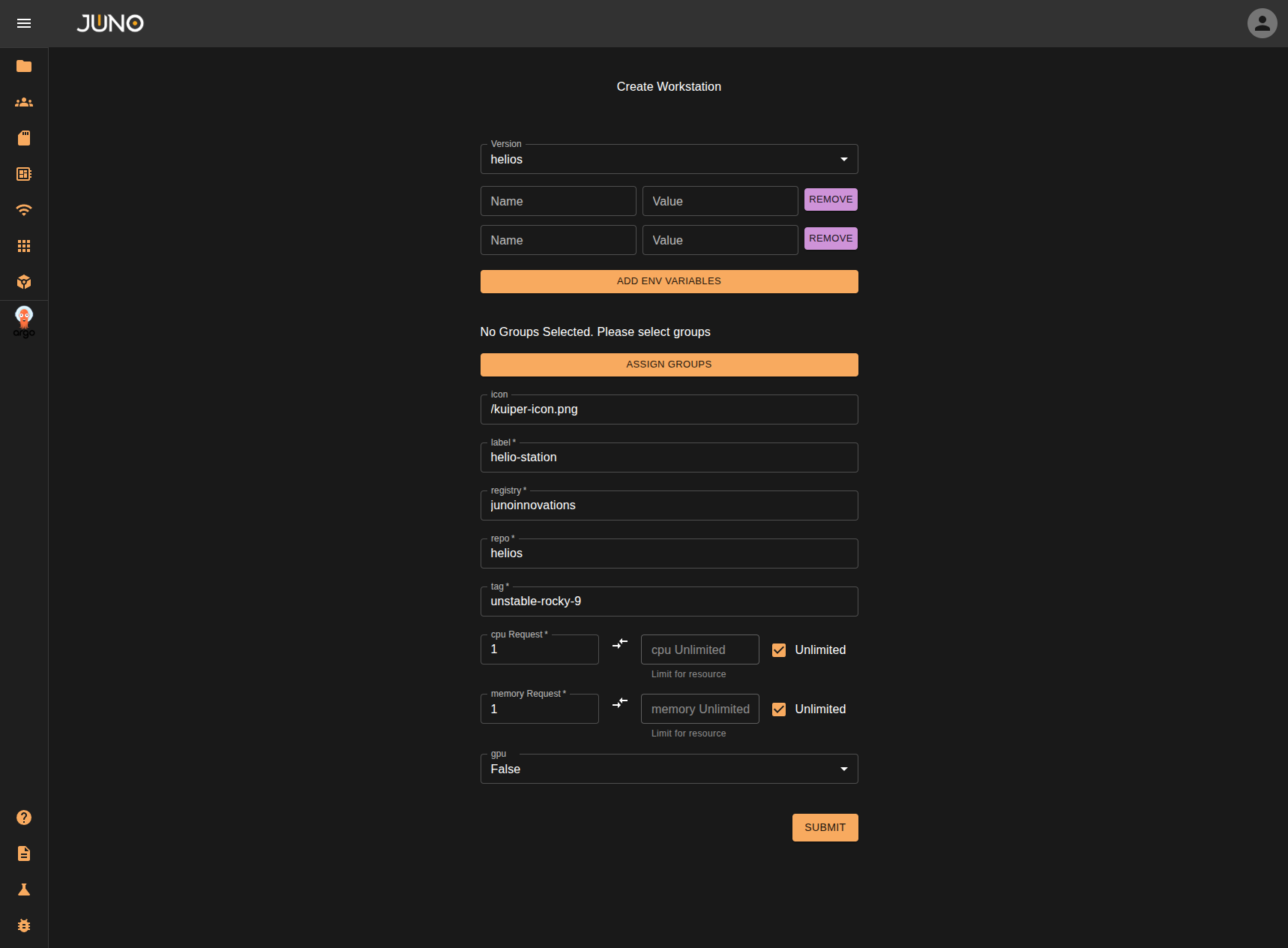 settings menu